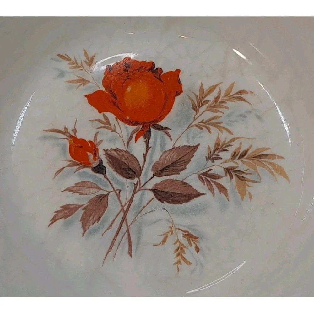 Vintage Triumph American Limoges China Vermillion‎ Rose 22K Gold Mixing Bowl